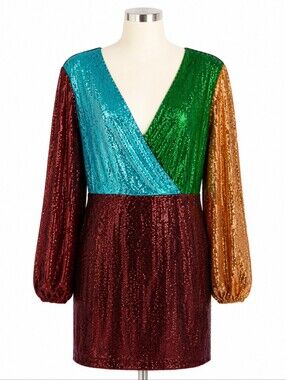 New York & Company Women's Color Block Sequin Party Dress Sz XL Formal Artsy